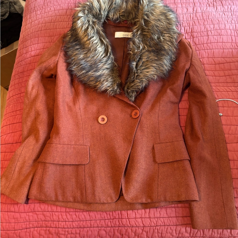 Stylish Brown Jacket with Faux Fur Collar